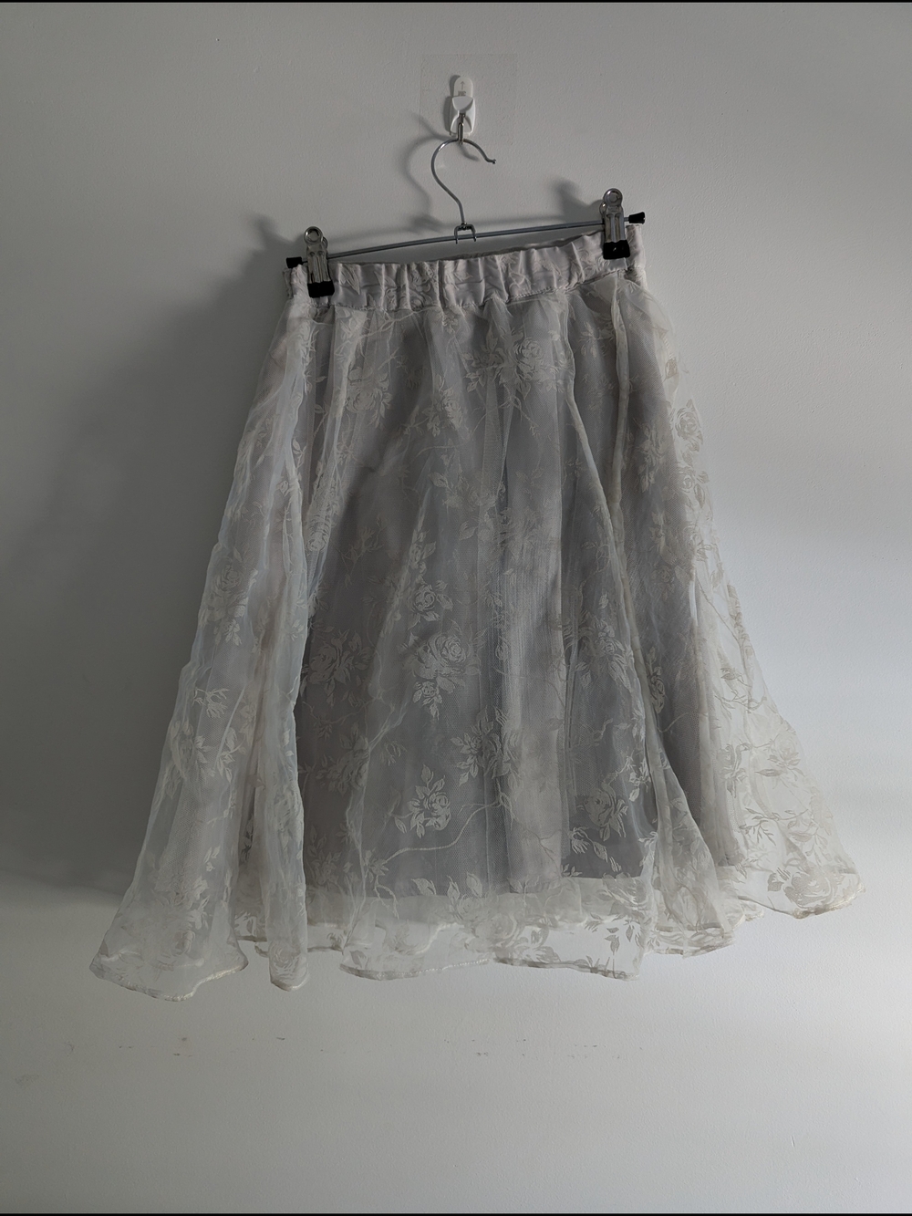 Silver Floral Velvet Chiffon Midi Skirt - Picture 2 of 7